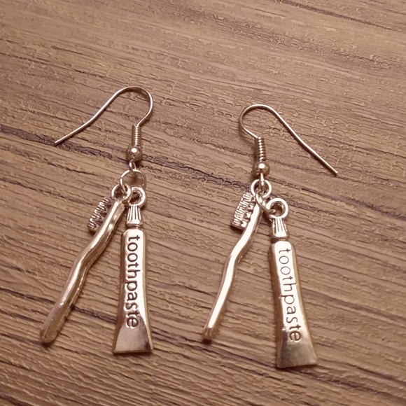 Jewelry - Toothpaste toothbrush dentist earrings
